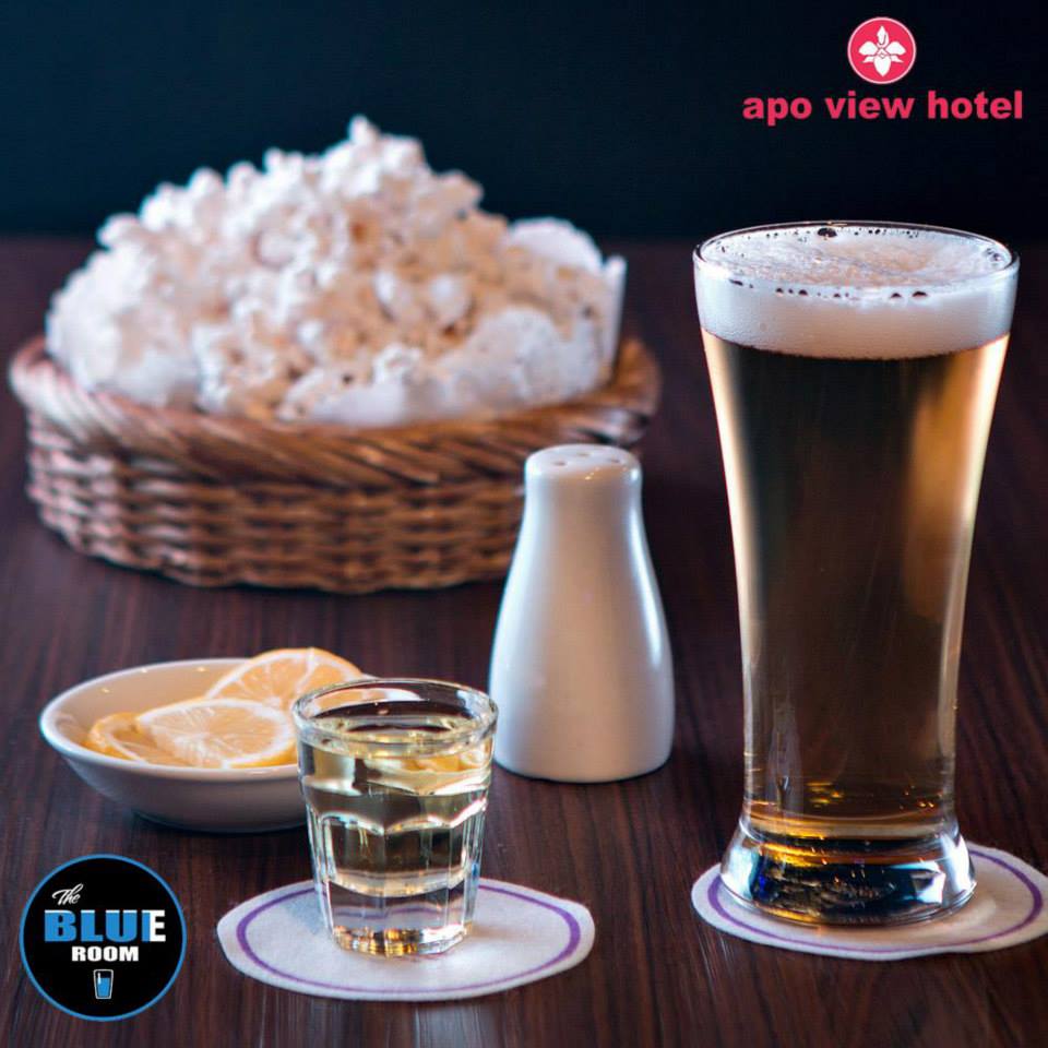 Davao Hotel-Apo View Hotel blue room-the beer and shot combo